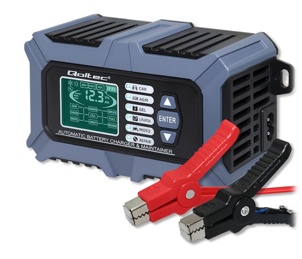 Qoltec Inteligentna ładowarka do akumulatora (AGM, LiFePO4, GE, 12V - 1483433 - zdjęcie